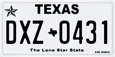 TX license plate DXZ0431
