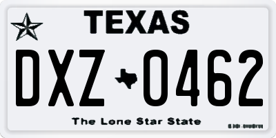 TX license plate DXZ0462