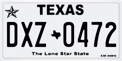 TX license plate DXZ0472