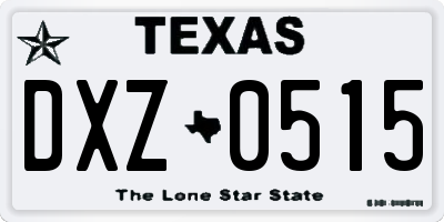 TX license plate DXZ0515