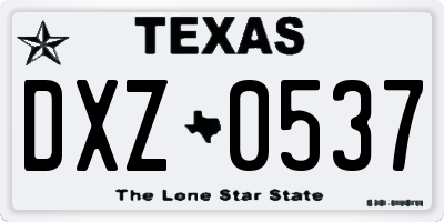 TX license plate DXZ0537