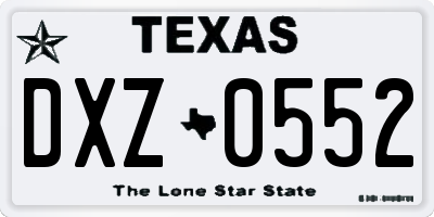 TX license plate DXZ0552