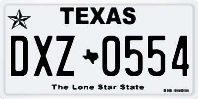 TX license plate DXZ0554