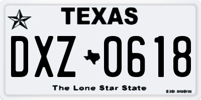 TX license plate DXZ0618