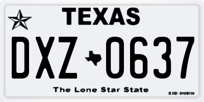 TX license plate DXZ0637