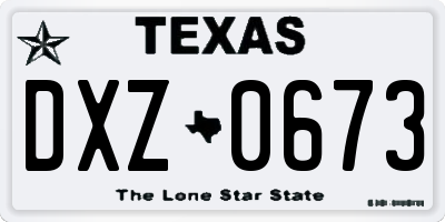 TX license plate DXZ0673