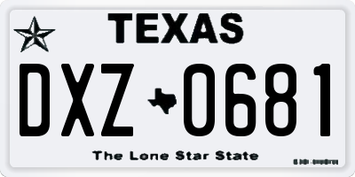 TX license plate DXZ0681