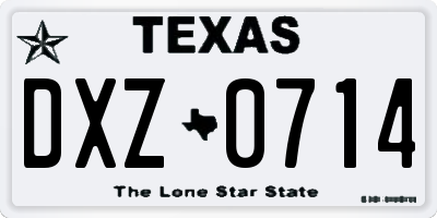 TX license plate DXZ0714
