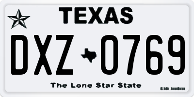 TX license plate DXZ0769