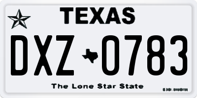 TX license plate DXZ0783
