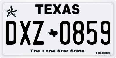 TX license plate DXZ0859