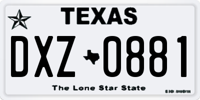 TX license plate DXZ0881