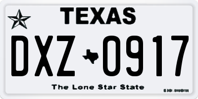 TX license plate DXZ0917