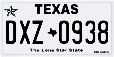 TX license plate DXZ0938