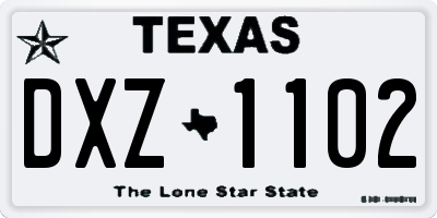 TX license plate DXZ1102