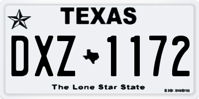 TX license plate DXZ1172