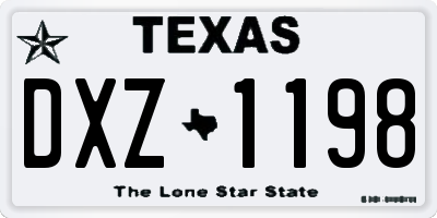 TX license plate DXZ1198