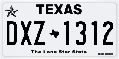 TX license plate DXZ1312