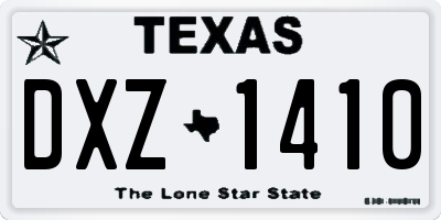 TX license plate DXZ1410
