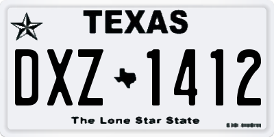 TX license plate DXZ1412