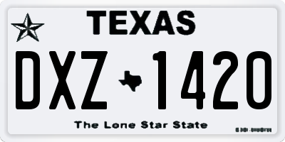 TX license plate DXZ1420
