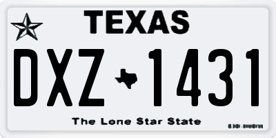 TX license plate DXZ1431