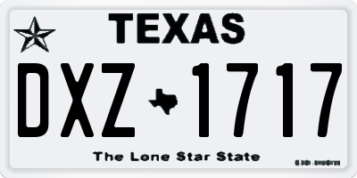 TX license plate DXZ1717