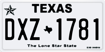 TX license plate DXZ1781