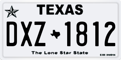 TX license plate DXZ1812