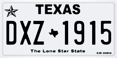 TX license plate DXZ1915