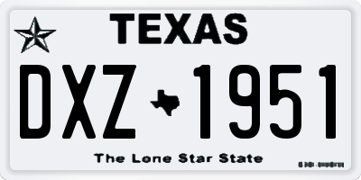 TX license plate DXZ1951