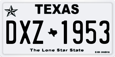 TX license plate DXZ1953