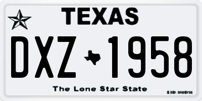 TX license plate DXZ1958