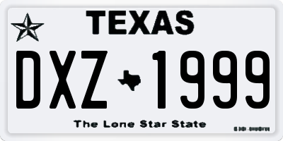 TX license plate DXZ1999