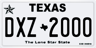 TX license plate DXZ2000