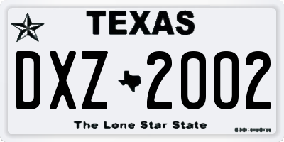 TX license plate DXZ2002