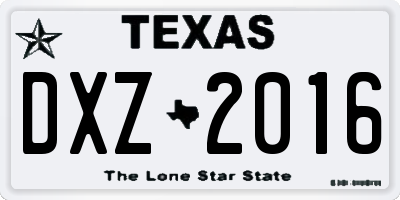 TX license plate DXZ2016