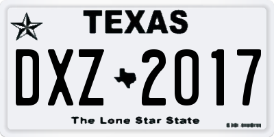 TX license plate DXZ2017