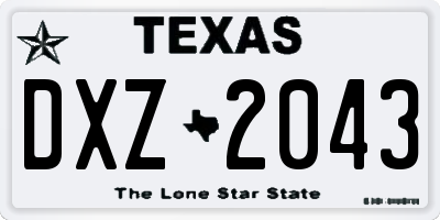 TX license plate DXZ2043