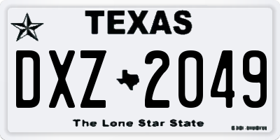 TX license plate DXZ2049
