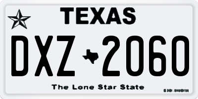 TX license plate DXZ2060