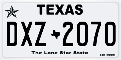 TX license plate DXZ2070