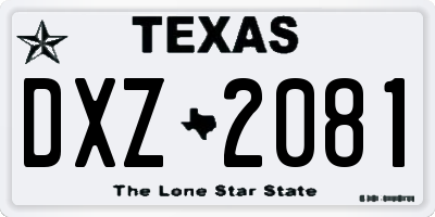 TX license plate DXZ2081