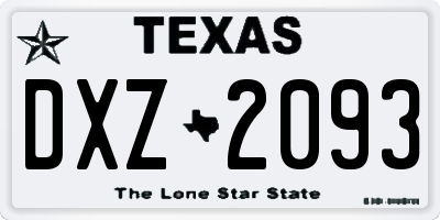 TX license plate DXZ2093