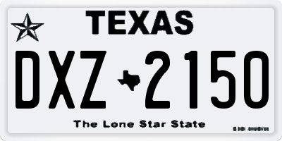 TX license plate DXZ2150