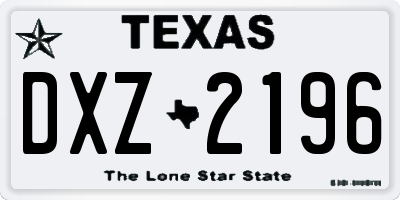 TX license plate DXZ2196
