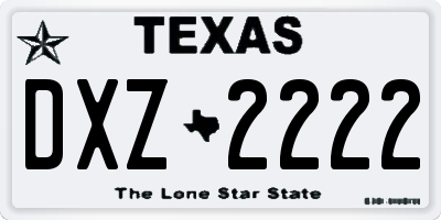 TX license plate DXZ2222