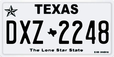 TX license plate DXZ2248