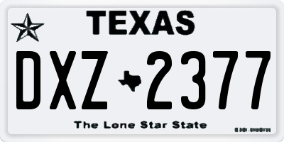TX license plate DXZ2377