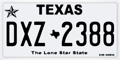 TX license plate DXZ2388